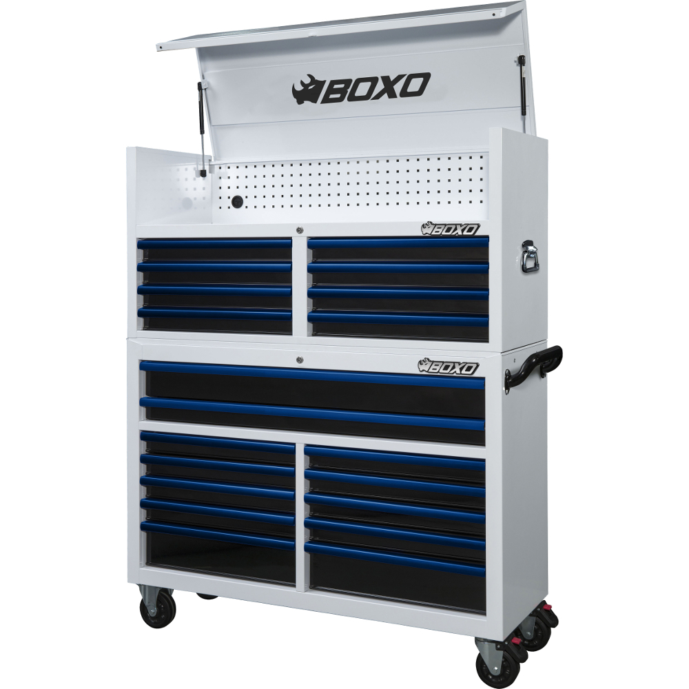 Toolbox Stack 53" 20 Drawer White - choice of trim colour BOXO KIT-TB5320-WB