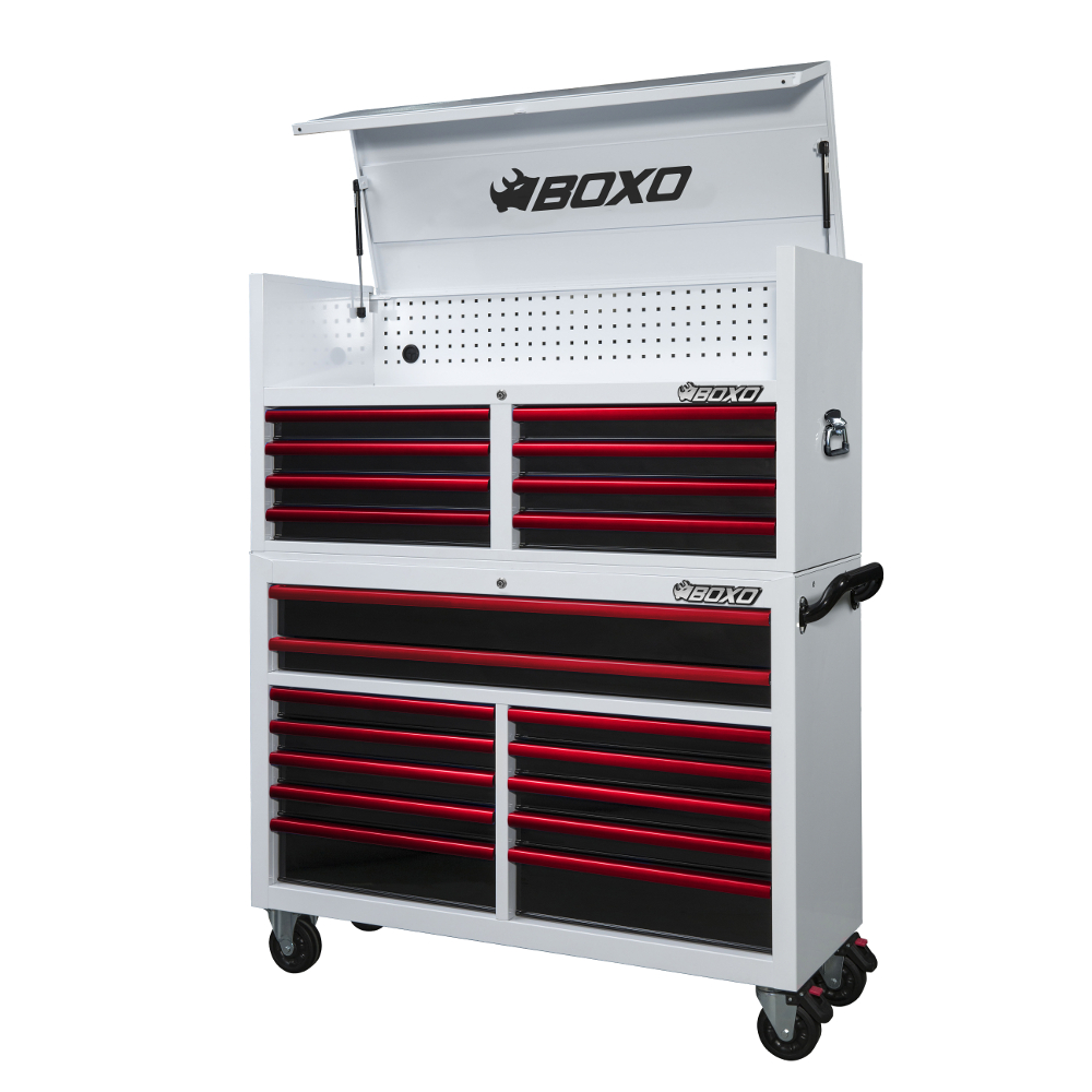 Toolbox Stack 53" 20 Drawer White - choice of trim colour BOXO KIT-TB5320-WB