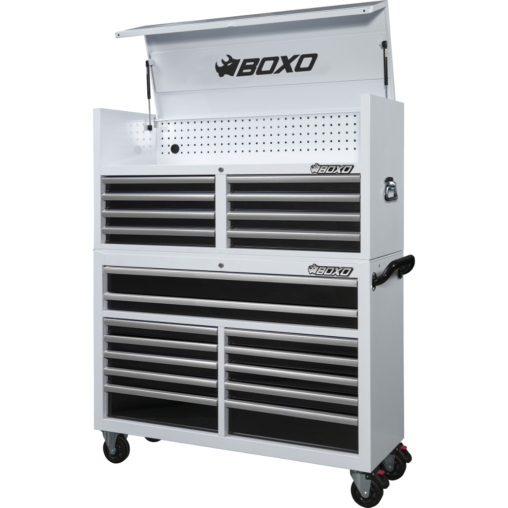 Toolbox Stack 53" 20 Drawer White - choice of trim colour BOXO KIT-TB5320-WB