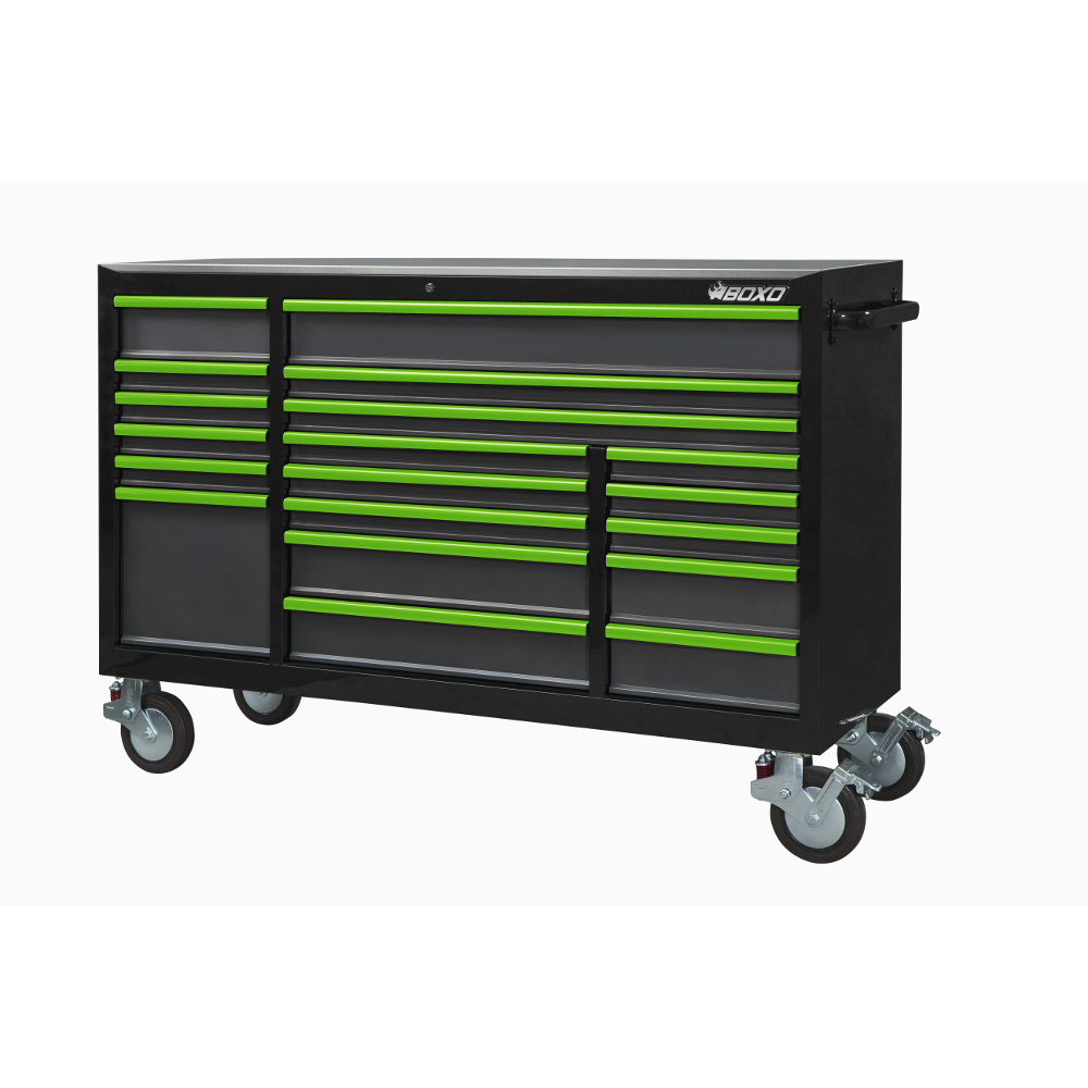 Roll Cabinet 72" 19 Drawer Heavy Duty with charging drawer Black BOXO