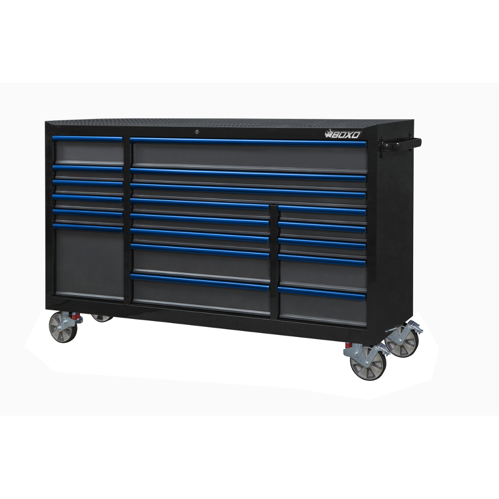 Roll Cabinet 72" 19 Drawer Heavy Duty with charging drawer Black BOXO