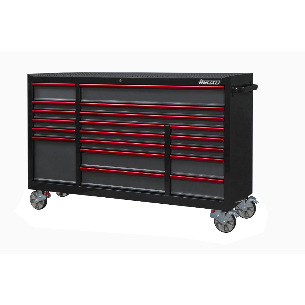 Roll Cabinet 72" 19 Drawer Heavy Duty with charging drawer Black BOXO