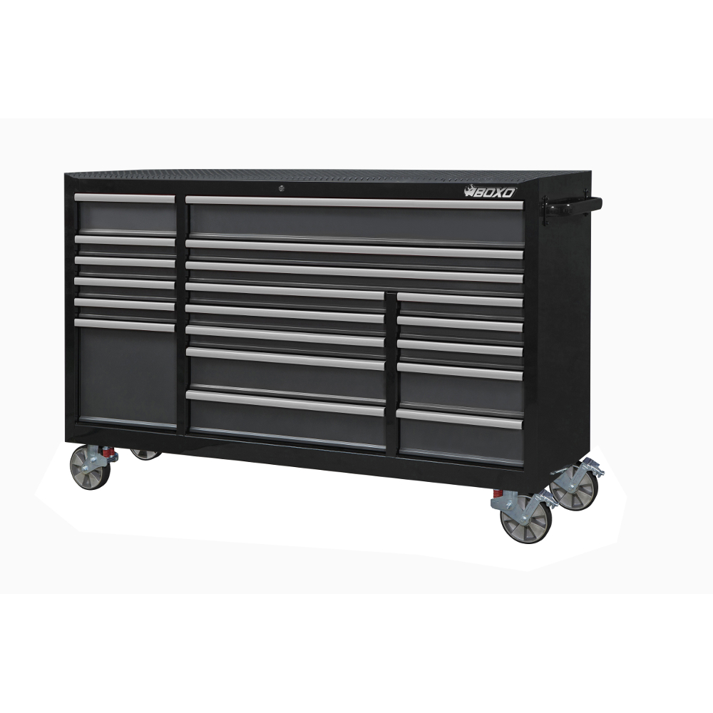 Roll Cabinet 72" 19 Drawer Heavy Duty with charging drawer Black BOXO