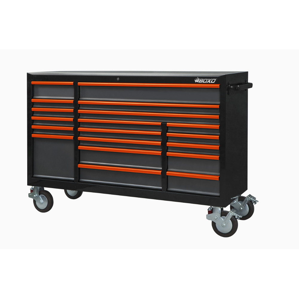 Roll Cabinet 72" 19 Drawer Heavy Duty with charging drawer Black BOXO