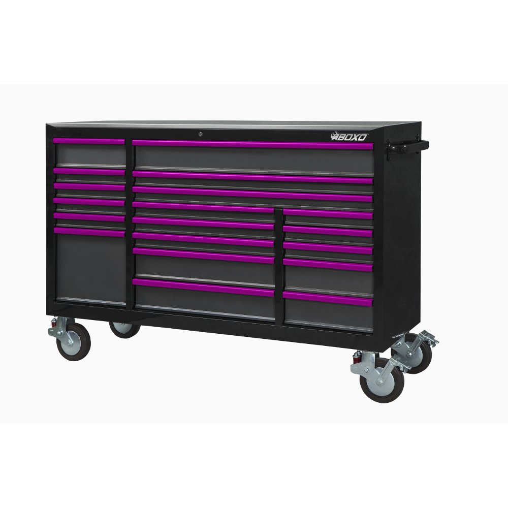 Roll Cabinet 72" 19 Drawer Heavy Duty with charging drawer Black BOXO