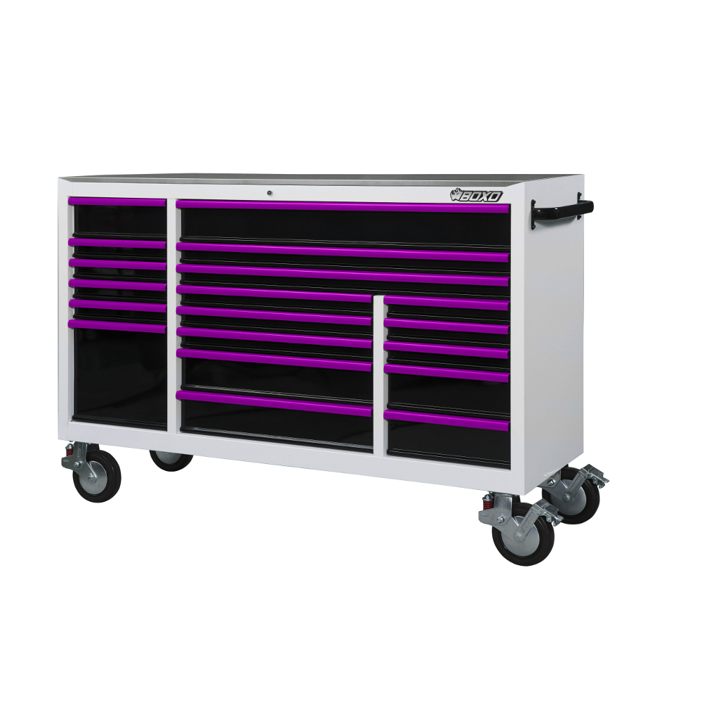 Roll Cabinet 72" 19 Drawer Heavy Duty with charging drawer White BOXO