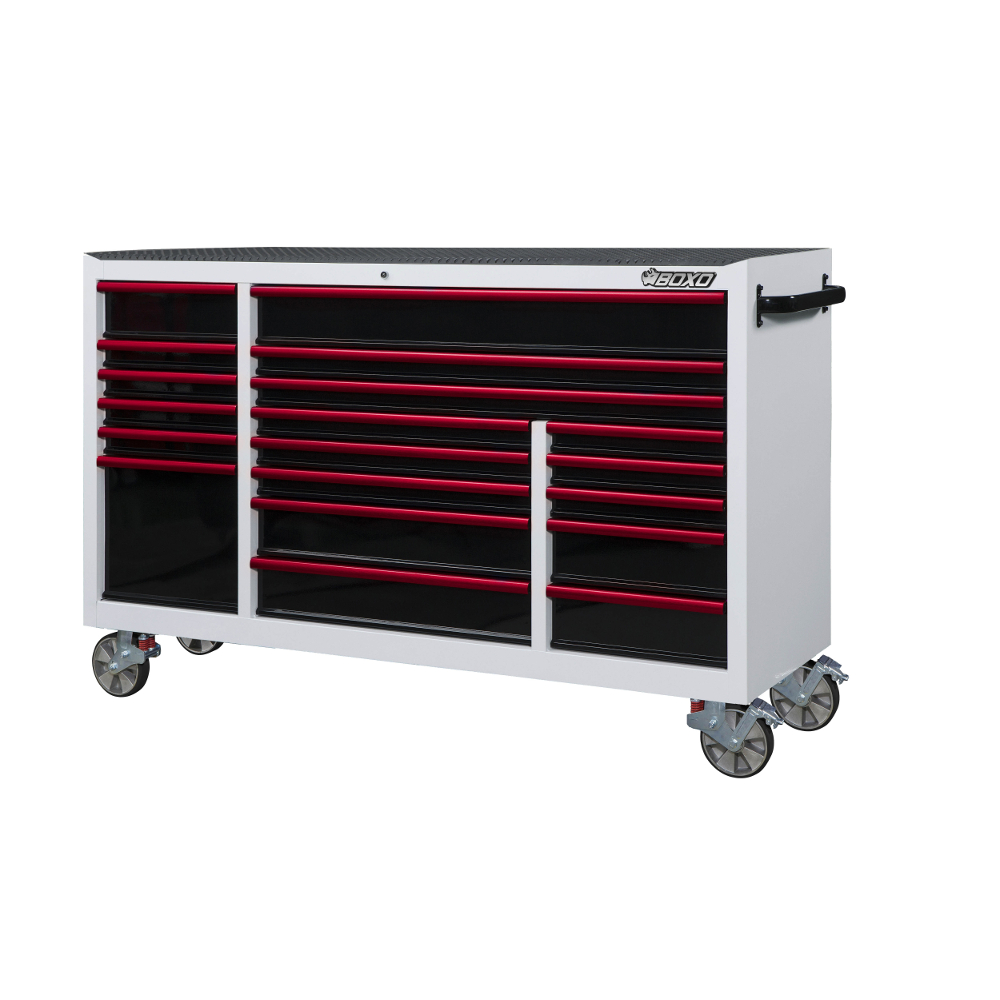 Roll Cabinet 72" 19 Drawer Heavy Duty with charging drawer White BOXO