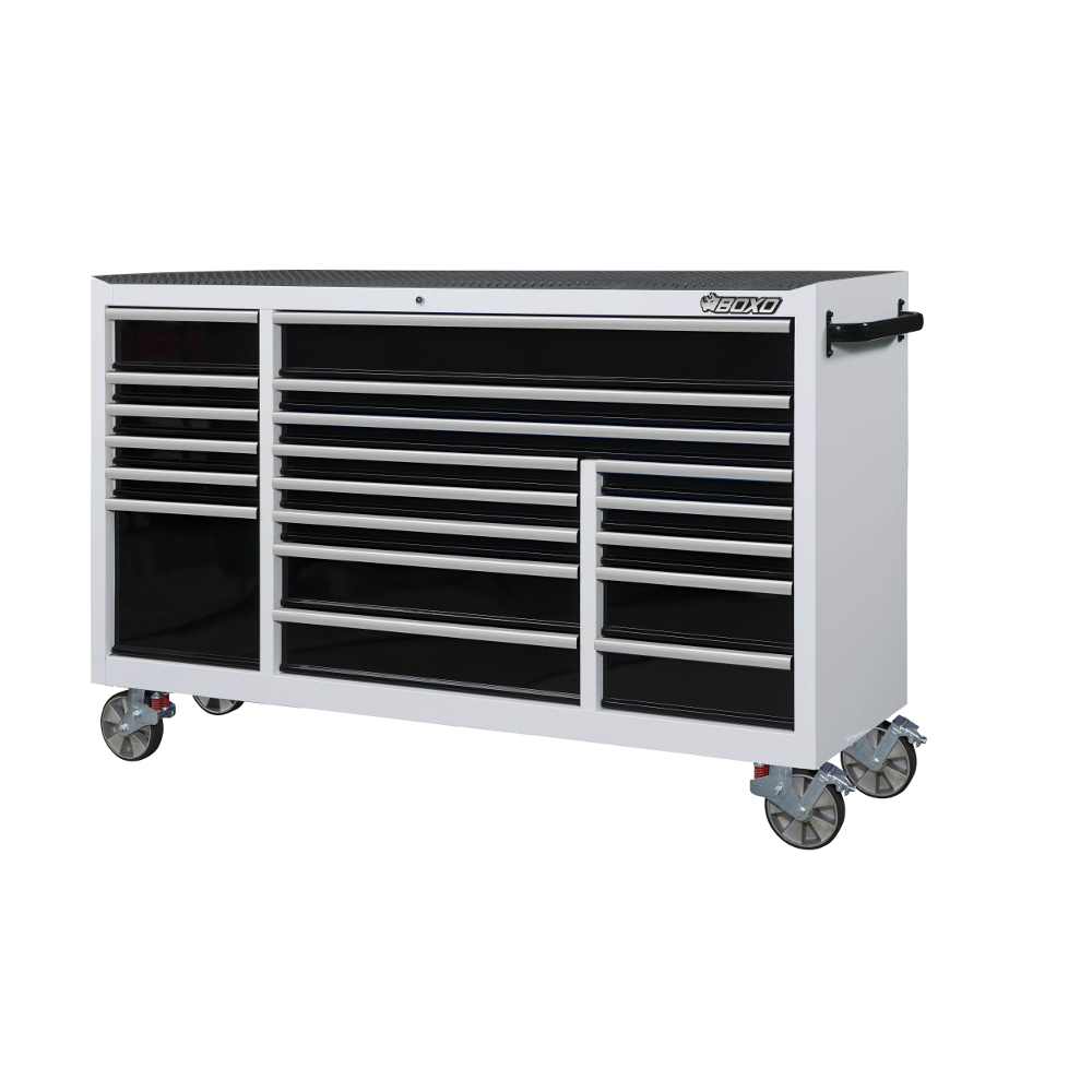 Roll Cabinet 72" 19 Drawer Heavy Duty with charging drawer White BOXO