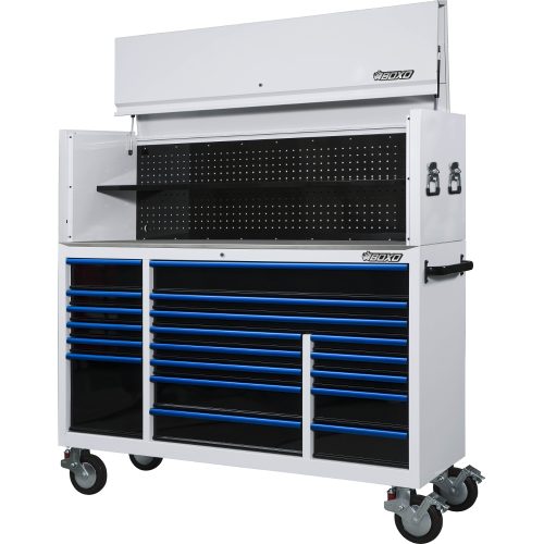 Toolbox Stack 72" 19 Drawer Roll Cab & Top Box White BOXO