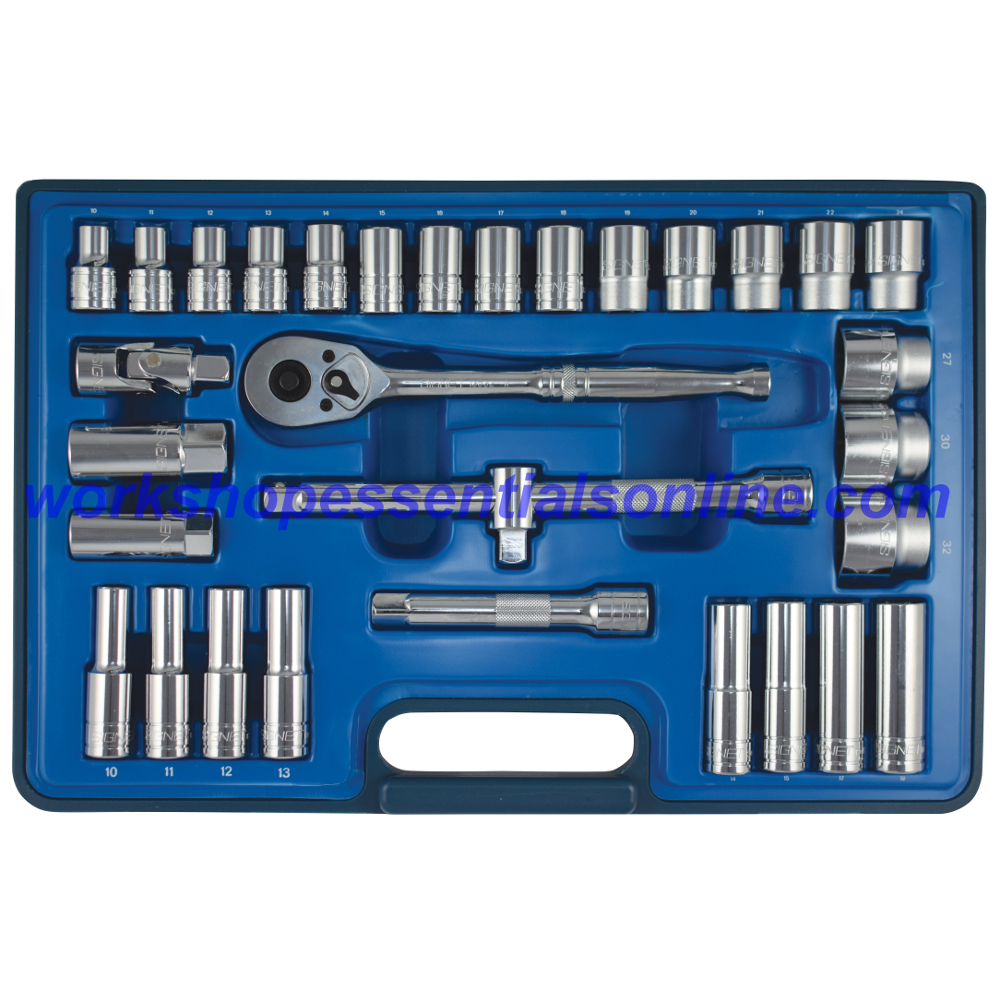 1/2" Drive Metric Socket Set 32 pcs in Case 10-32mm Deep Sockets Signet S13732