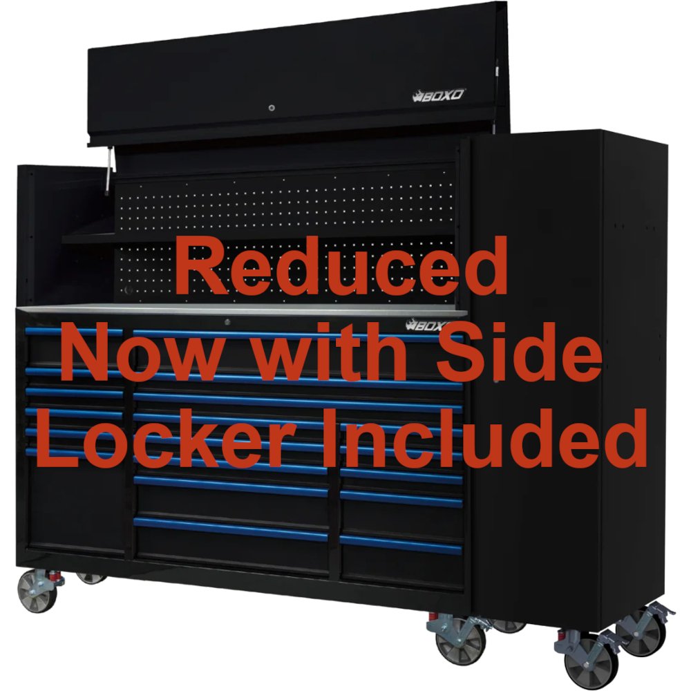 Toolbox Stack 72" 19 Drawer Roll Cab & Top Box Black BOXO