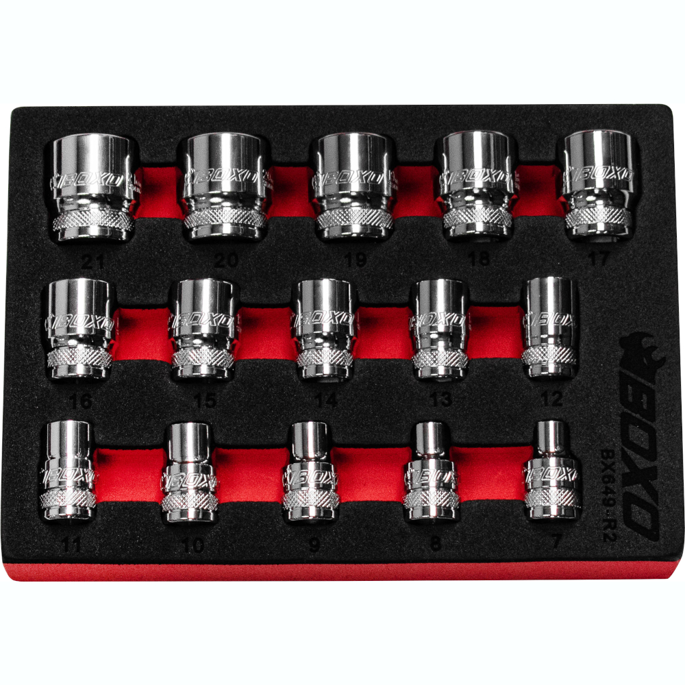 3/8" Drive Magnetic Socket Set 15 Pc BOXO 7 - 21mm BX649-R2