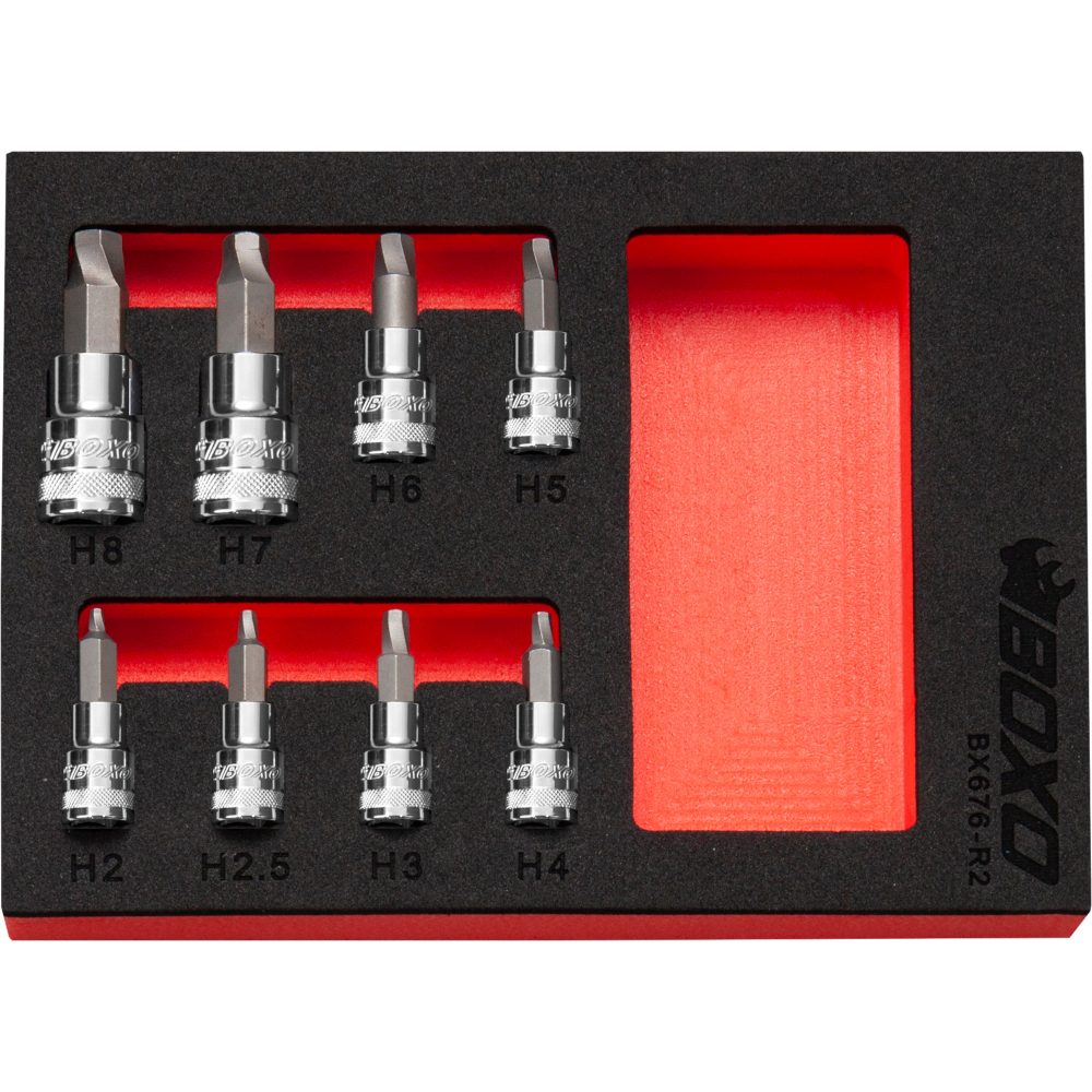 Hex Extractor Bit Socket Set 1/4" & 3/8" Drive 8 Pc BOXO BX676-R2