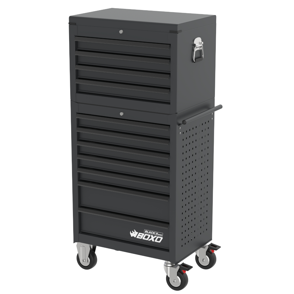 Toolbox Stack 27" Black 11 Drawers BOXO KIT-TB2611-BKBK