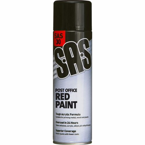 Red Gloss Spray Paint Post Office Red 1 x 500ml Fast Drying Tough Acrylic SAS30-1