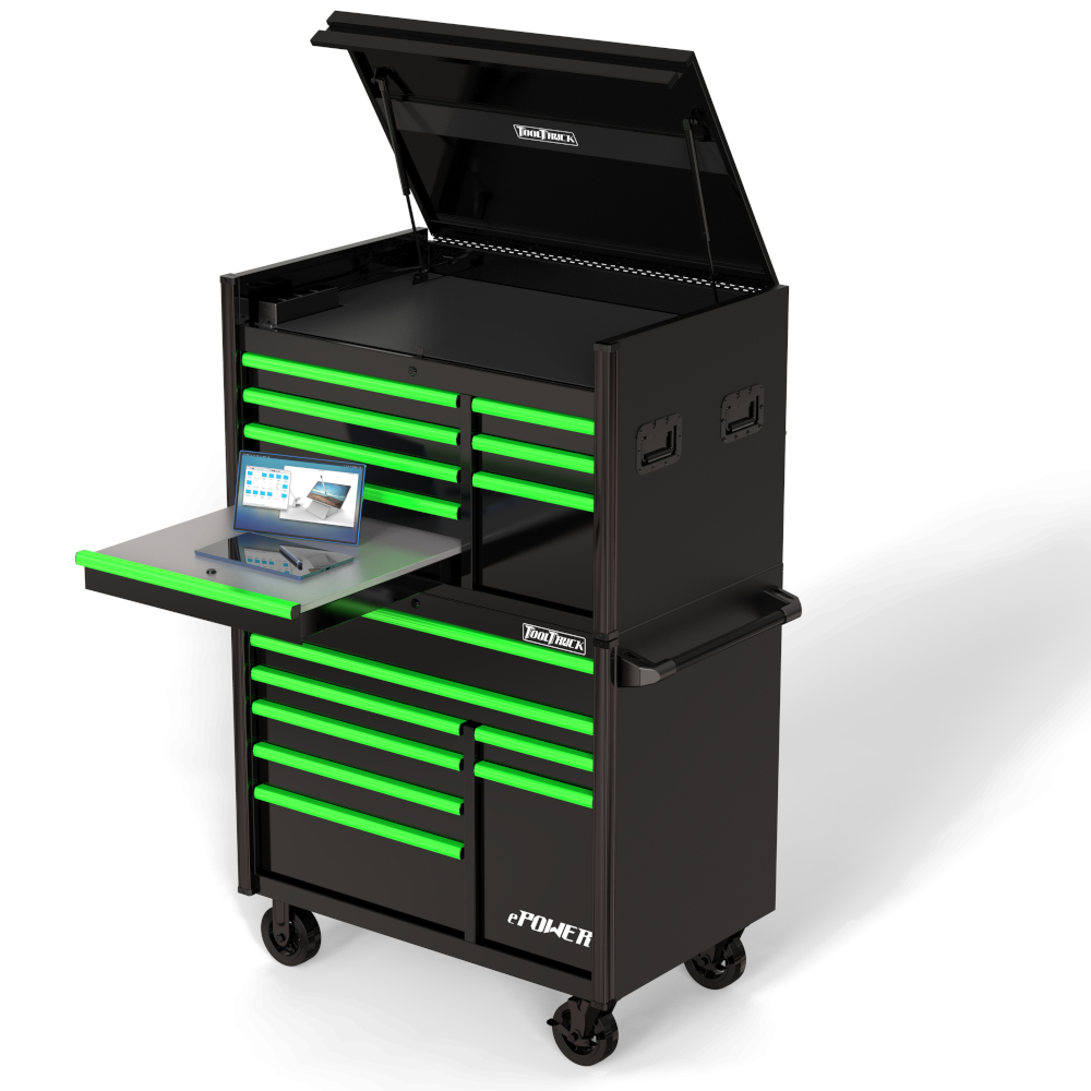 42" ToolBox Stack 26.75"(680mm) Deep 16 Drs Gloss Black ToolTruck TT42STACKBG