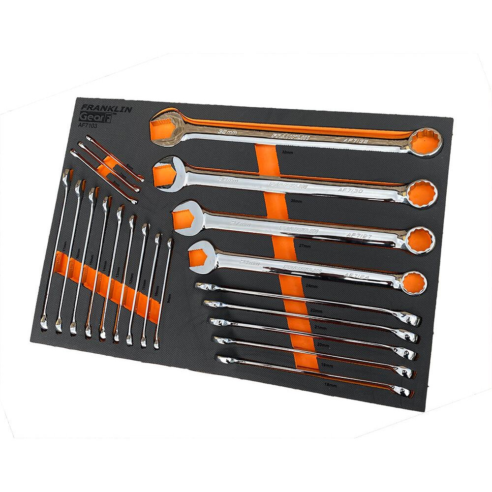 XL Combination Spanner Set 21 Pce 12 Point 6-32mm in EVA Foam Franklin AF7103