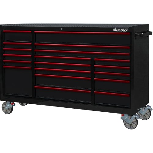 Roll Cab 72" Black 19 Drawer Triple Bank with Drawer Trim Pack BOXO KIT-TB7219A