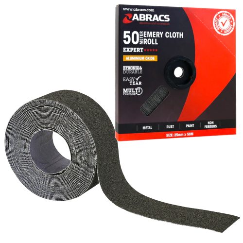 Emery Roll Cloth Abracs 50mm Aluminium Oxide Fine/Med/Coarse 40/60/80/120/150