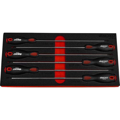 Long Torx Screwdriver Set 250mm 6Pcs T15, T20, T25, T27, T30, T40 BOXO BX759-R