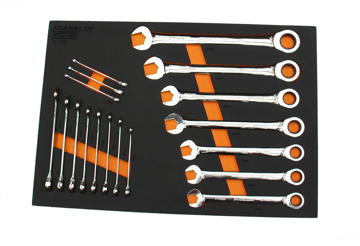 Ratchet Ring Master Set 18 Pce 12 Pt Grip GearF 4+OE 6 to 27mm Franklin AF7303