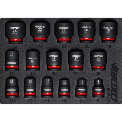 Impact Socket Set BOXO 3/8" Dr Standard 29mm Height 16 Pces Colour coded BX764-R