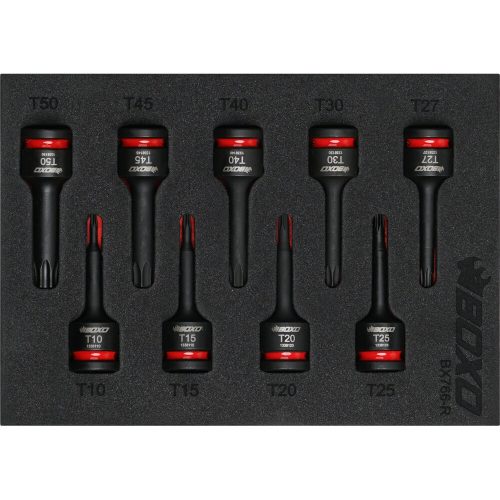 Impact Socket Set BOXO 3/8" Drive Torx Bit 60mm Height 9 Pc Colour Coded BX766-R