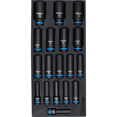 Impact Socket Set BOXO 1/2" Drive Deep 77mm Height 18 Piece Colour Coded BX769-R