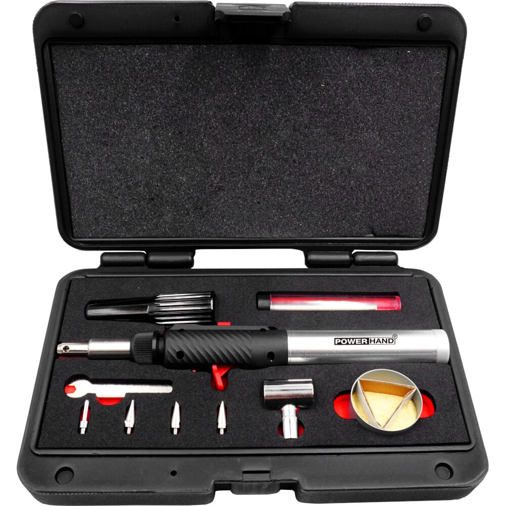Butane Soldering Torch In-Built Stand with 10 Accessories Powerhand SIN-500.1101