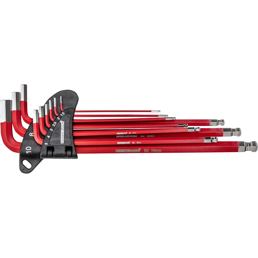 Magnetic Hex Key Set XL 9Pc 1.5 to 10mm Anti Slip Coating Powerhand SIN-900.1003