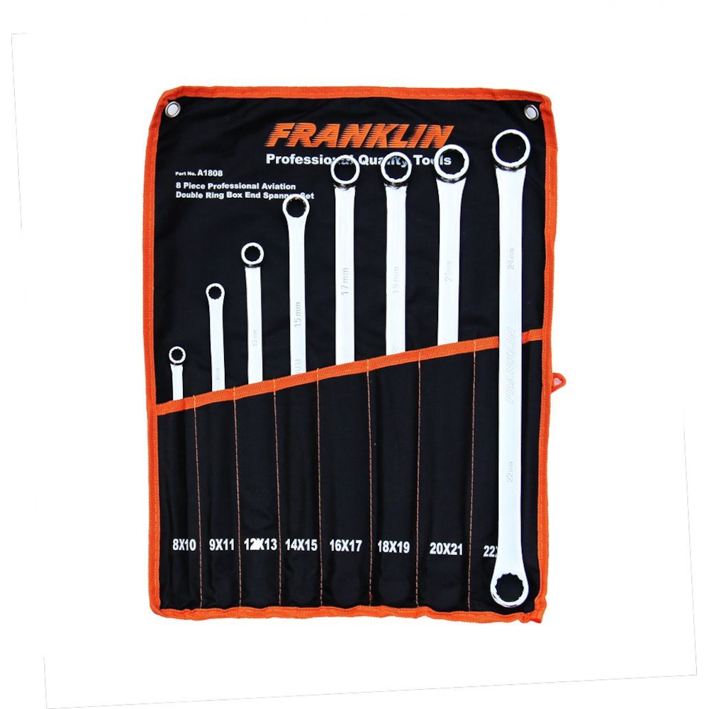 Aviation Spanner Set Extra Long 8 Pc Long Reach Box End in a Roll Franklin A1808