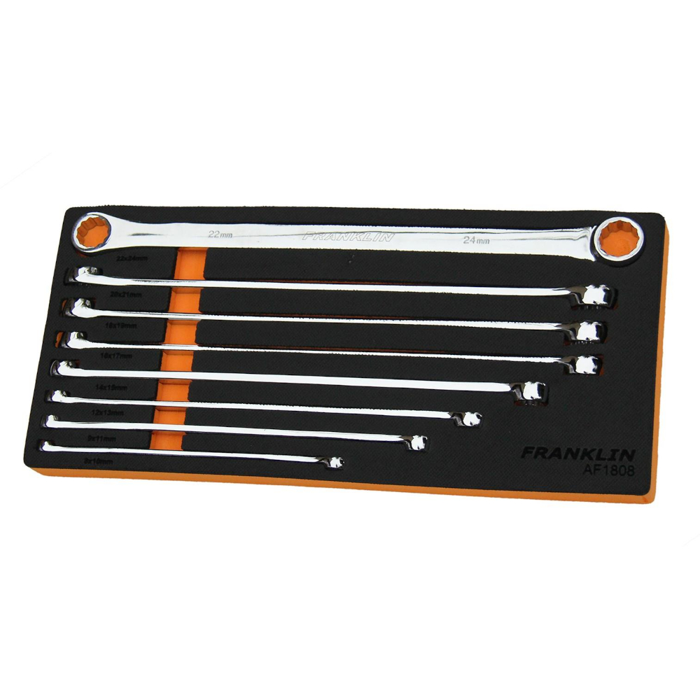 Aviation Spanner Set Extra Long 8 Pc Long Reach Box End EVA Foam Franklin AF1808