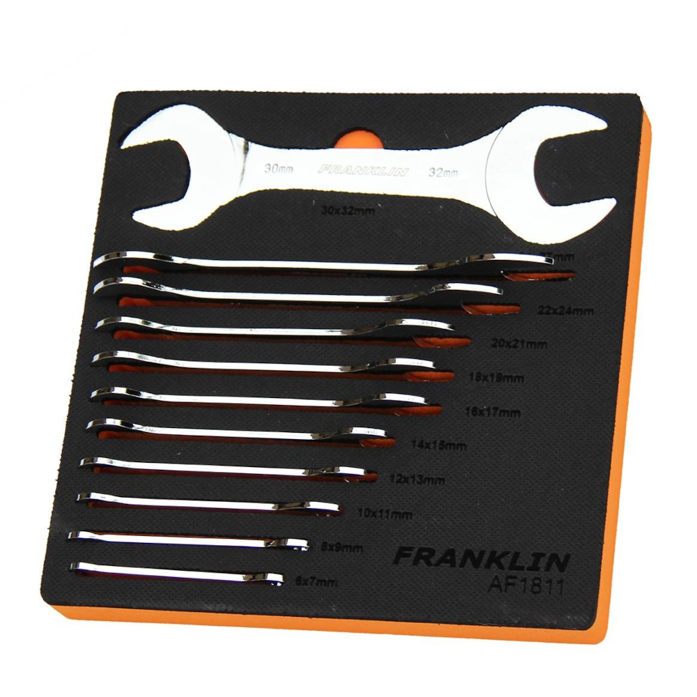 Super Thin Spanner Set Open End 11 Pc Limited Torque Application Franklin AF1811