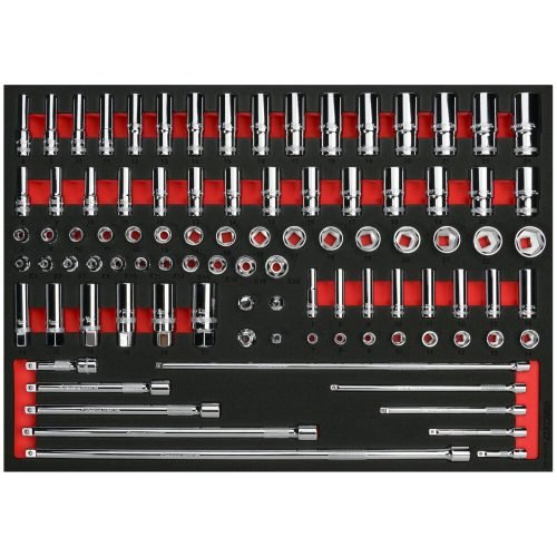 Boxo Master Socket Set 1/4" & 3/8" Drive Short & Deep Sockets 93 Pcs in EVA Foam