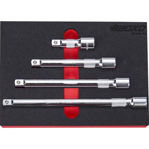 1/2" Drive Extension Set 4 Piece - Polished Chrome - 75mm to 250mm BOXO BX339-R2