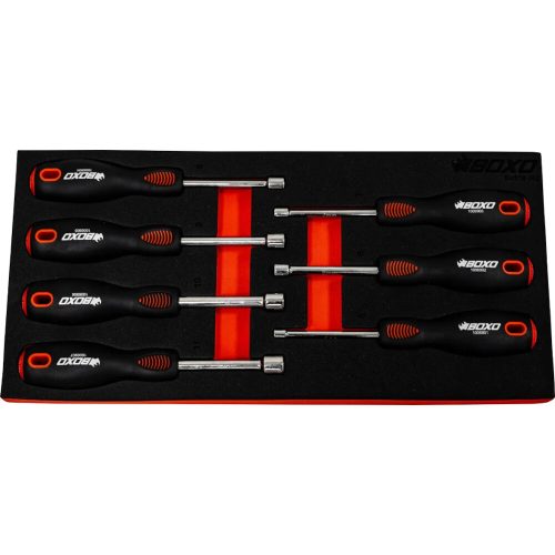 Nut Driver Handle Set 7 Piece 5 - 11mm High Polished Chrome Finish BOXO BX518-R2