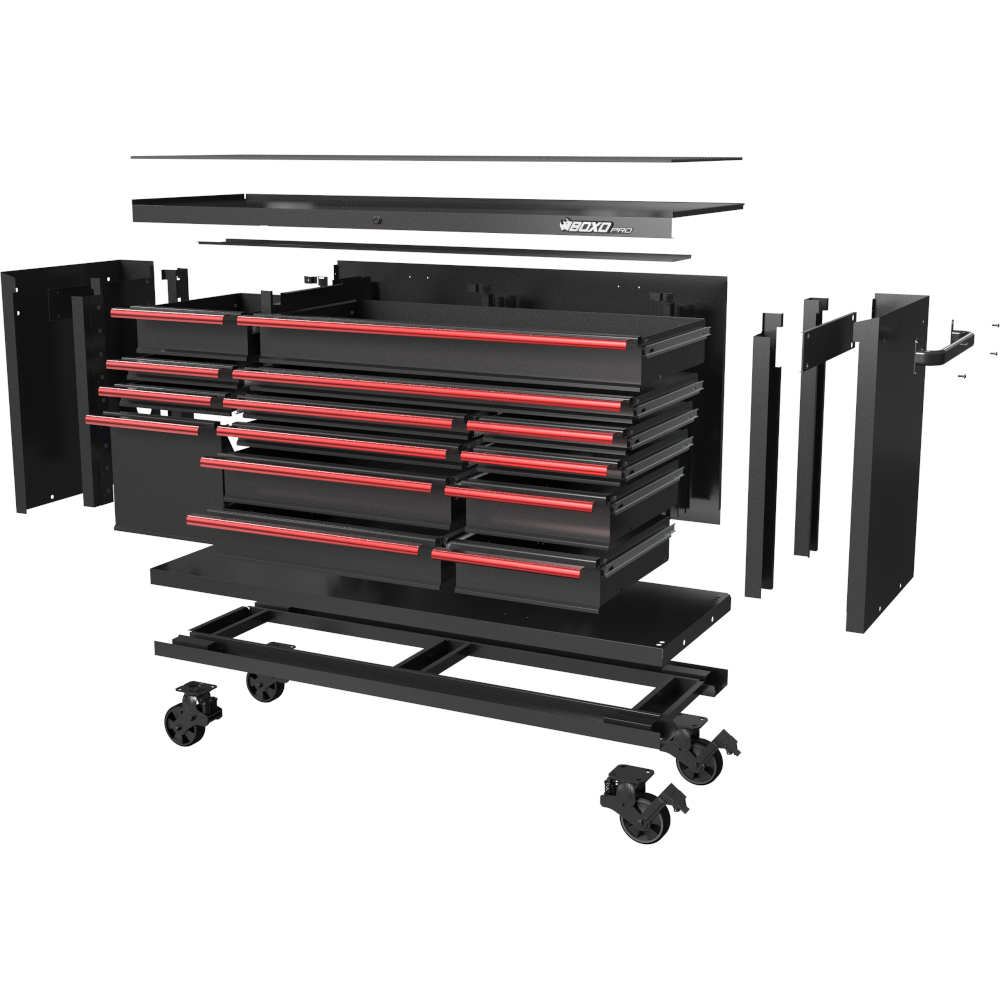 72" Roll Cabinet Boxo Pro Series Gloss & Matte Black Plus Trim Colour Options