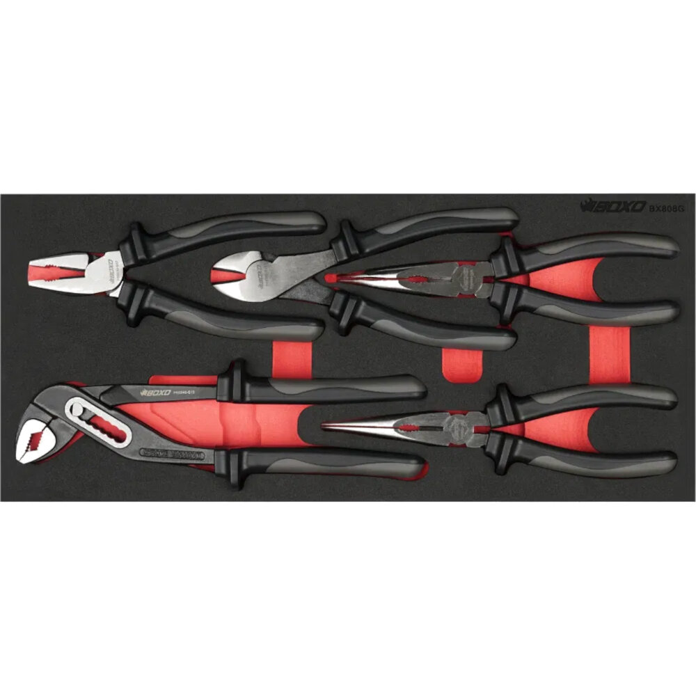 Pliers Set 5 Pieces Including Standard Pliers, Side Cutters, Etc - BOXO BX808-G