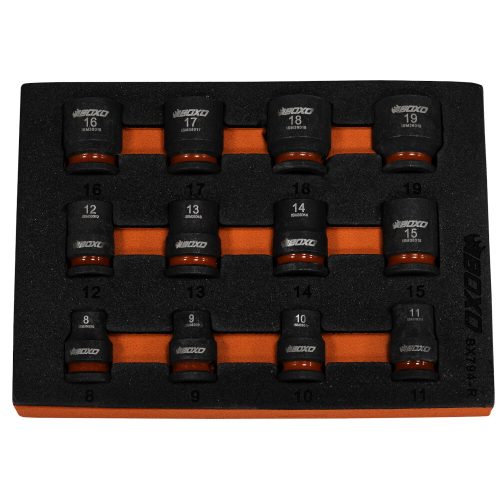 Magnetic 3/8" Dr Impact Socket Set 12 Pce 8 - 19mm 6 Pt in EVA Foam BOXO BX794-R