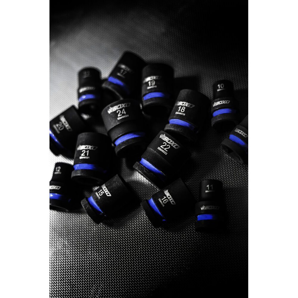 Magnetic 1/2" Dr Impact Socket Set 14 Pc 10 - 24mm 6 Pt in EVA Foam BOXO BX795-R