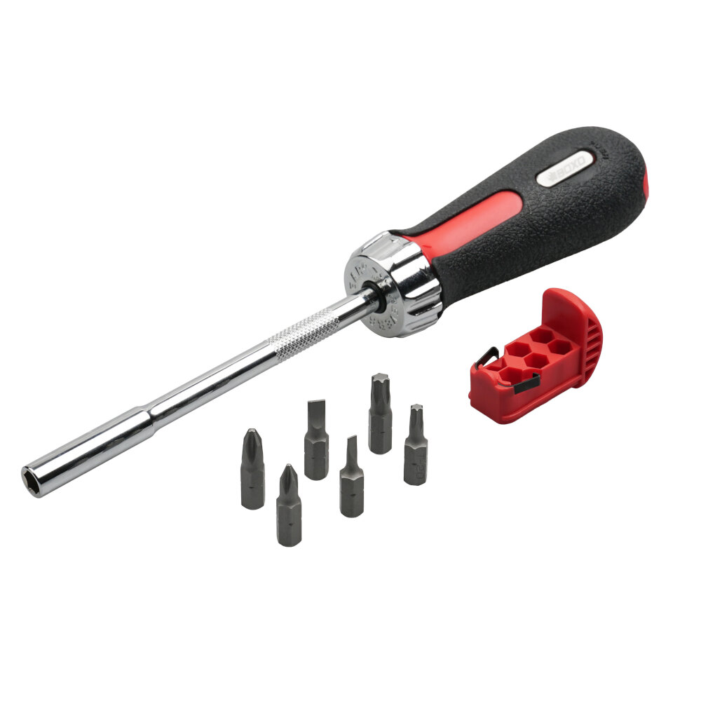 Ratcheting Screwdriver 6 in 1 150L + 6 Bits Ratcheting Fwd/Rev & Fixed BOXO BR03