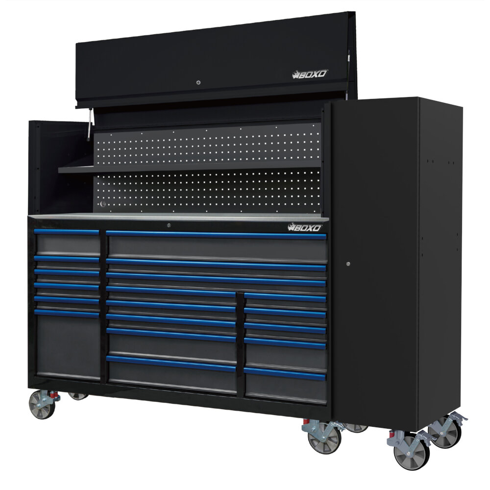 Side Locker Full Height For 72" Stack Blk 4 Shelves 3 Drawers BOXO TB-AT19021-BK - Image 3