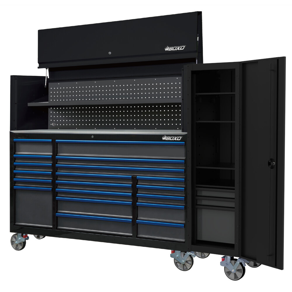 Side Locker Full Height For 72" Stack Blk 4 Shelves 3 Drawers BOXO TB-AT19021-BK - Image 4