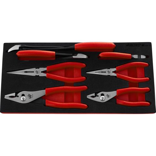 Plier Set Professional 7 Pieces - Side Cutters/Long Nose/Slip Joint BOXO BX896-R