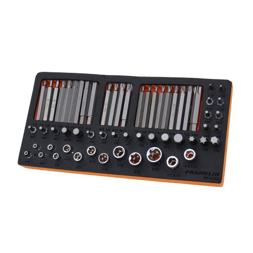 E-Type & Spline 60 Piece Bit Set in EVA ¼”, 3/8” & ½” E-Sockets- Franklin AF4360