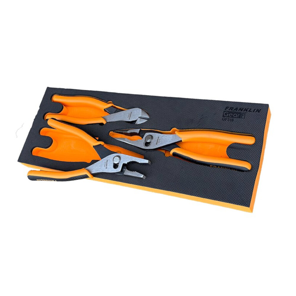 Grip Jaw Plier Set Gear F 3Pc 9” Long nose/8” Combi & Side Cutter Franklin GF318 - Image 2
