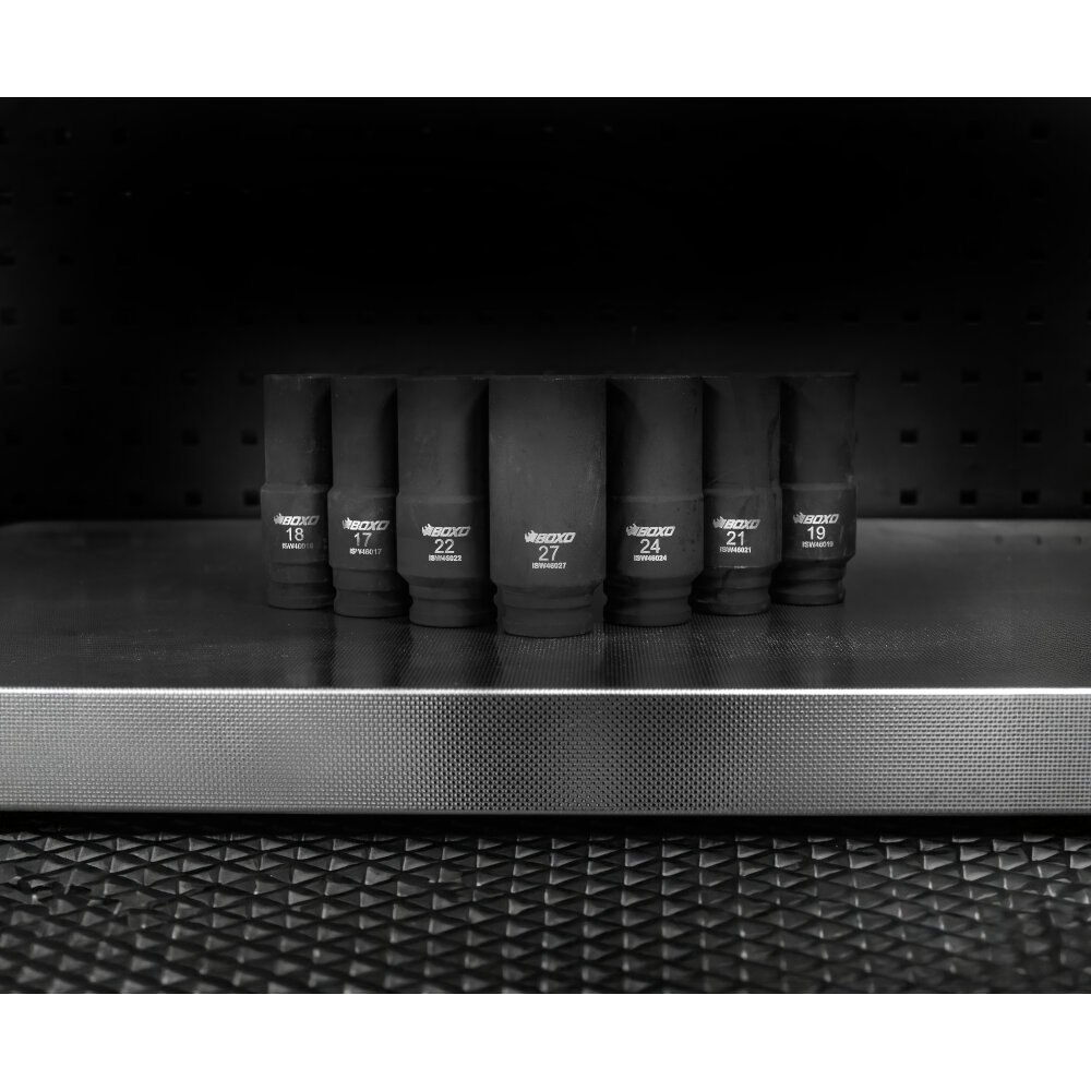 1/2" Dr Weighted Impact Socket Set 7 Pcs 17-27mm All 97mm in length BOXO BX908-R - Image 2