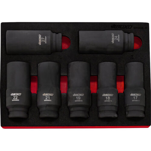 1/2" Dr Weighted Impact Socket Set 7 Pcs 17-27mm All 97mm in length BOXO BX908-R