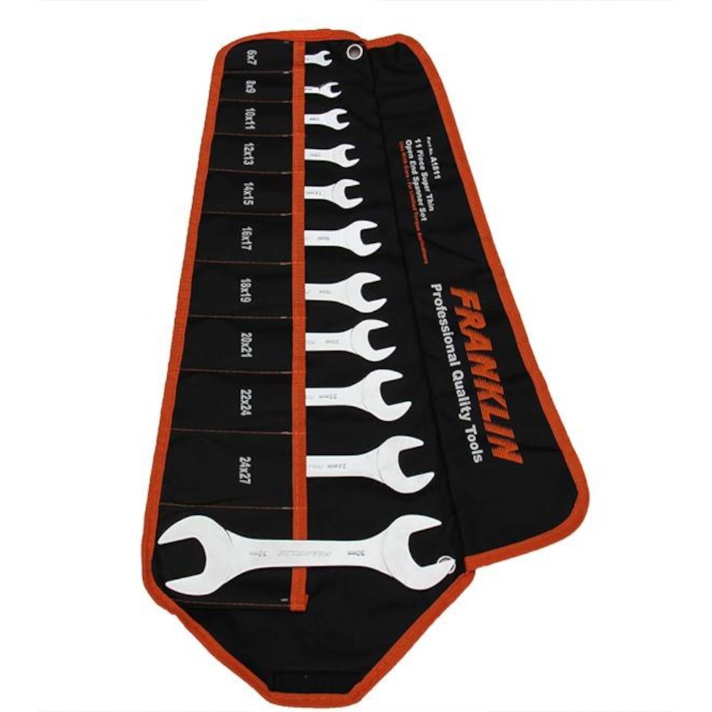 Super Thin Spanner Set Open End 11 Pc Limited Torque Applications Franklin A1811