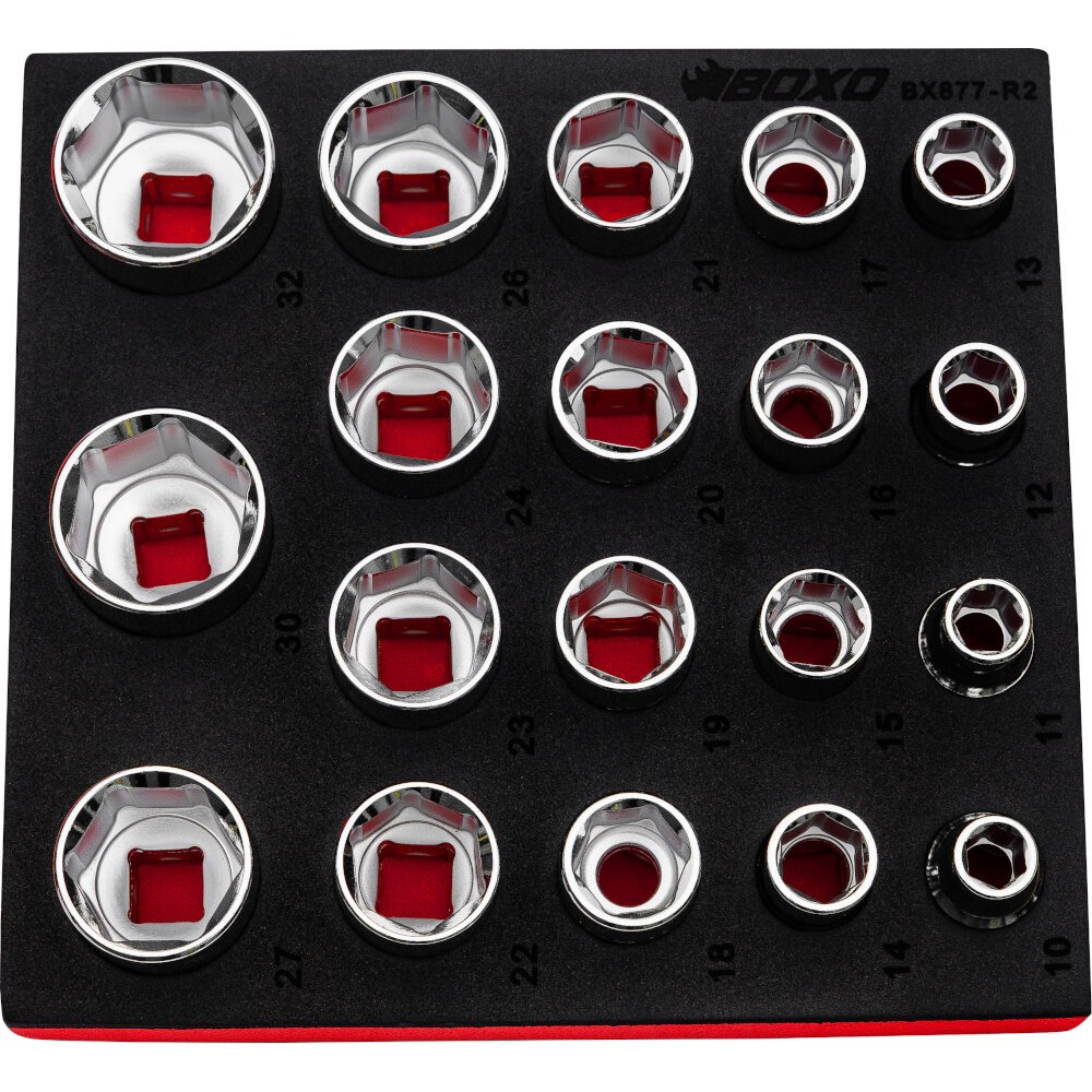 Shallow Socket Set 1/2" Drive 6 Point 10-32mm 50mm - Height in EVA Foam BX877-R2 - Image 2